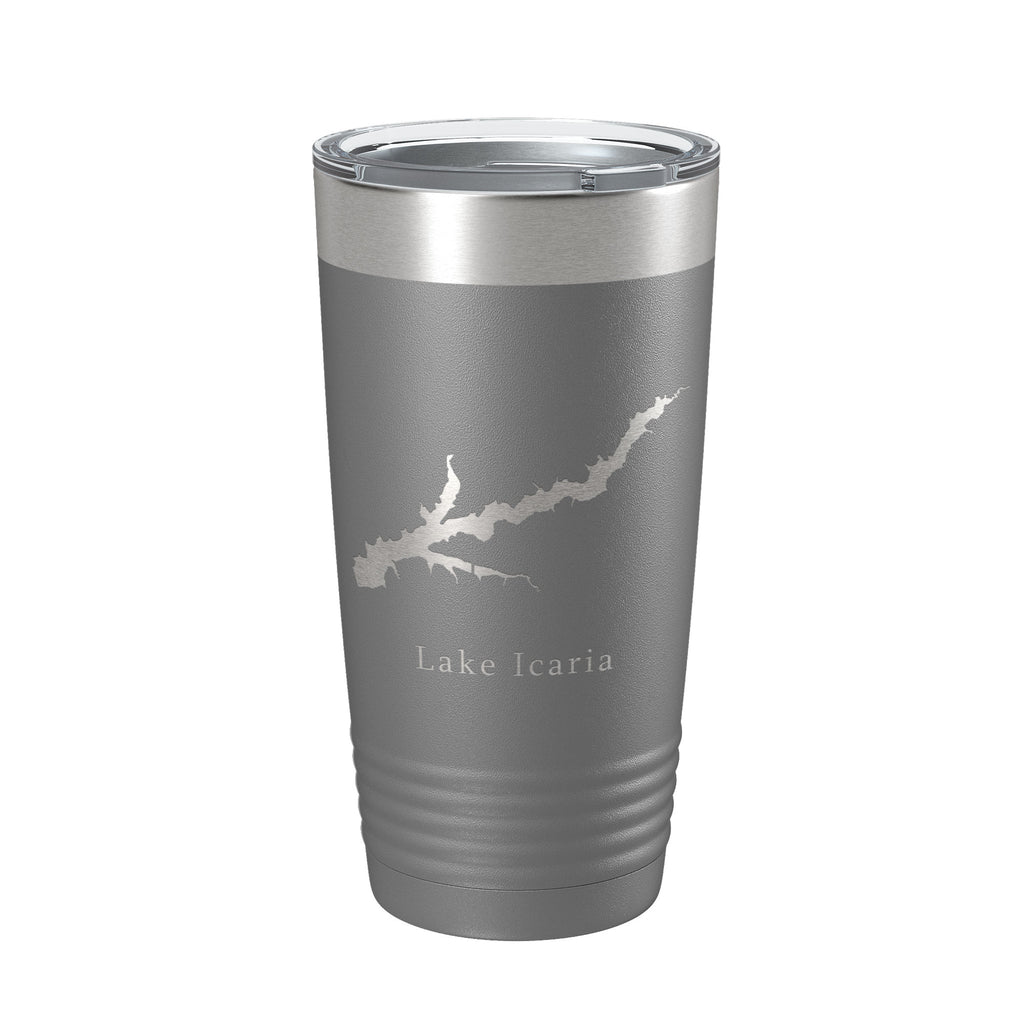 Lake Icaria Map Tumbler Travel Mug Insulated Laser Engraved Coffee Cup Iowa 20 oz