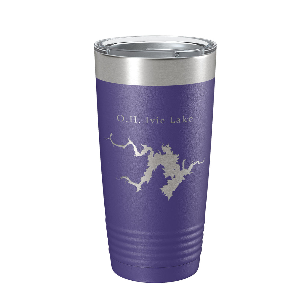 O.H. Ivie Lake Stacy Reservoir Map Tumbler Travel Mug Insulated Laser Engraved Coffee Cup Texas 20 oz