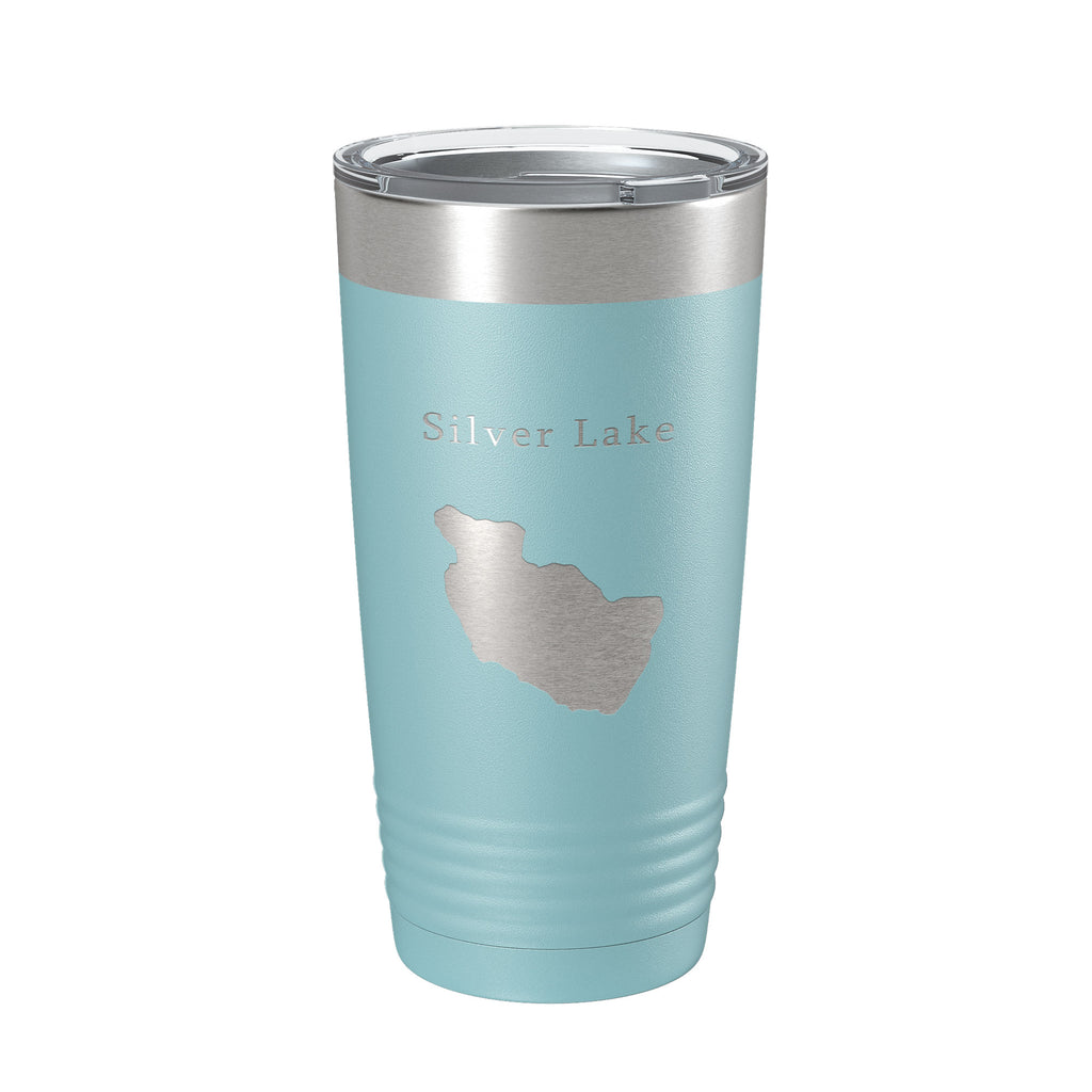 Silver Lake Map Tumbler Travel Mug Insulated Laser Engraved Coffee Cup Maine 20 oz