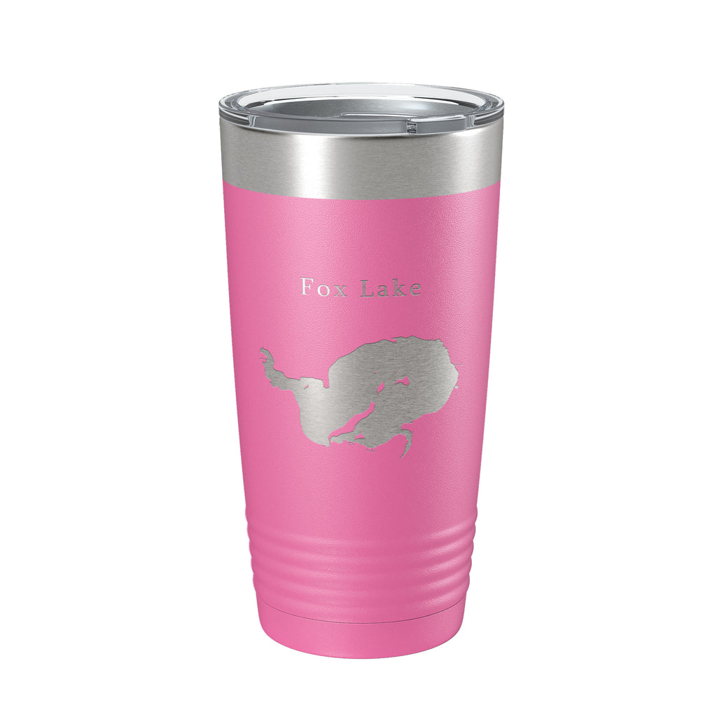 Fox Lake Map Tumbler Travel Mug Insulated Laser Engraved Coffee Cup Wisconsin 20 oz