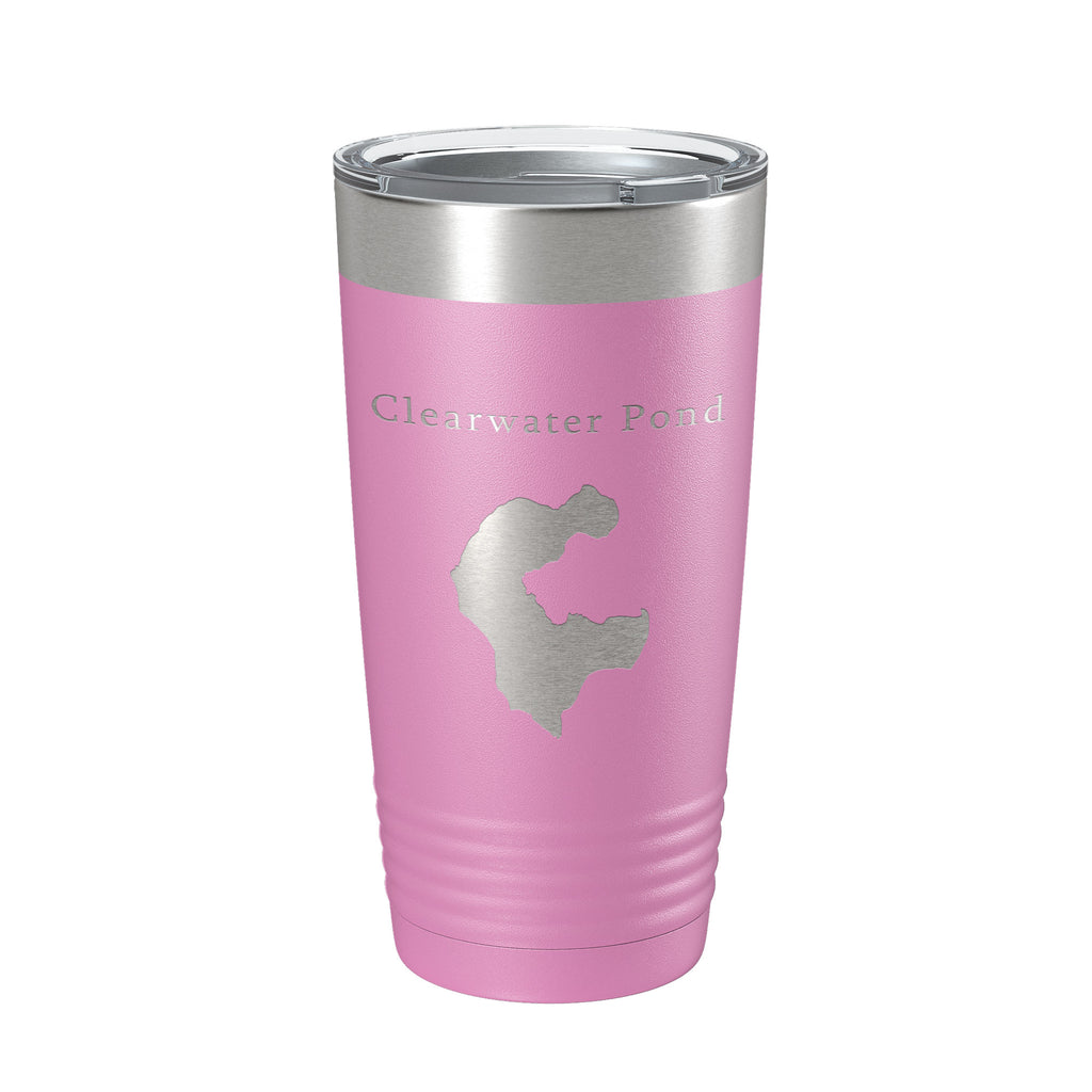 Clearwater Pond Lake Map Tumbler Travel Mug Insulated Laser Engraved Coffee Cup Maine 20 oz