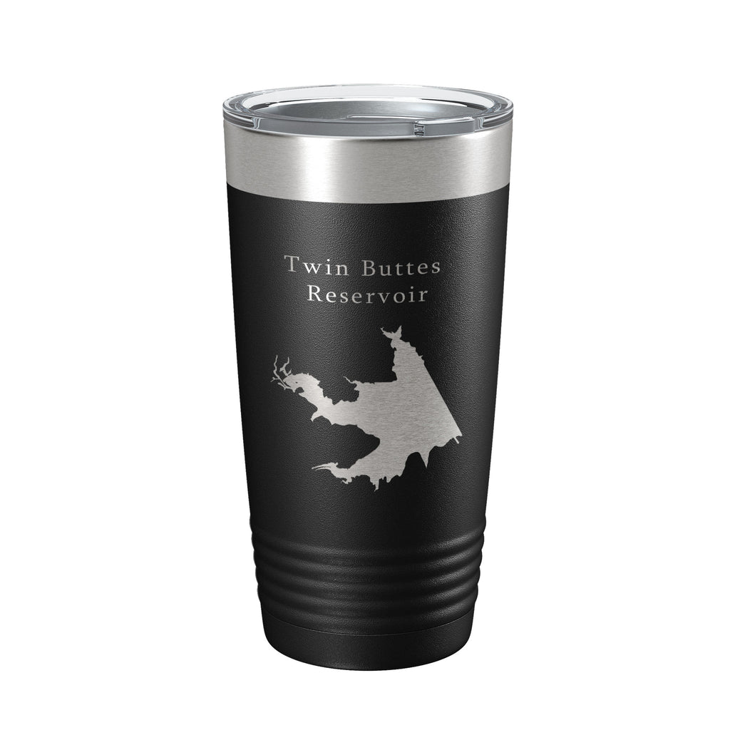Twin Buttes Reservoir Tumbler Lake Map Travel Mug Insulated Laser Engraved Coffee Cup Texas 20 oz