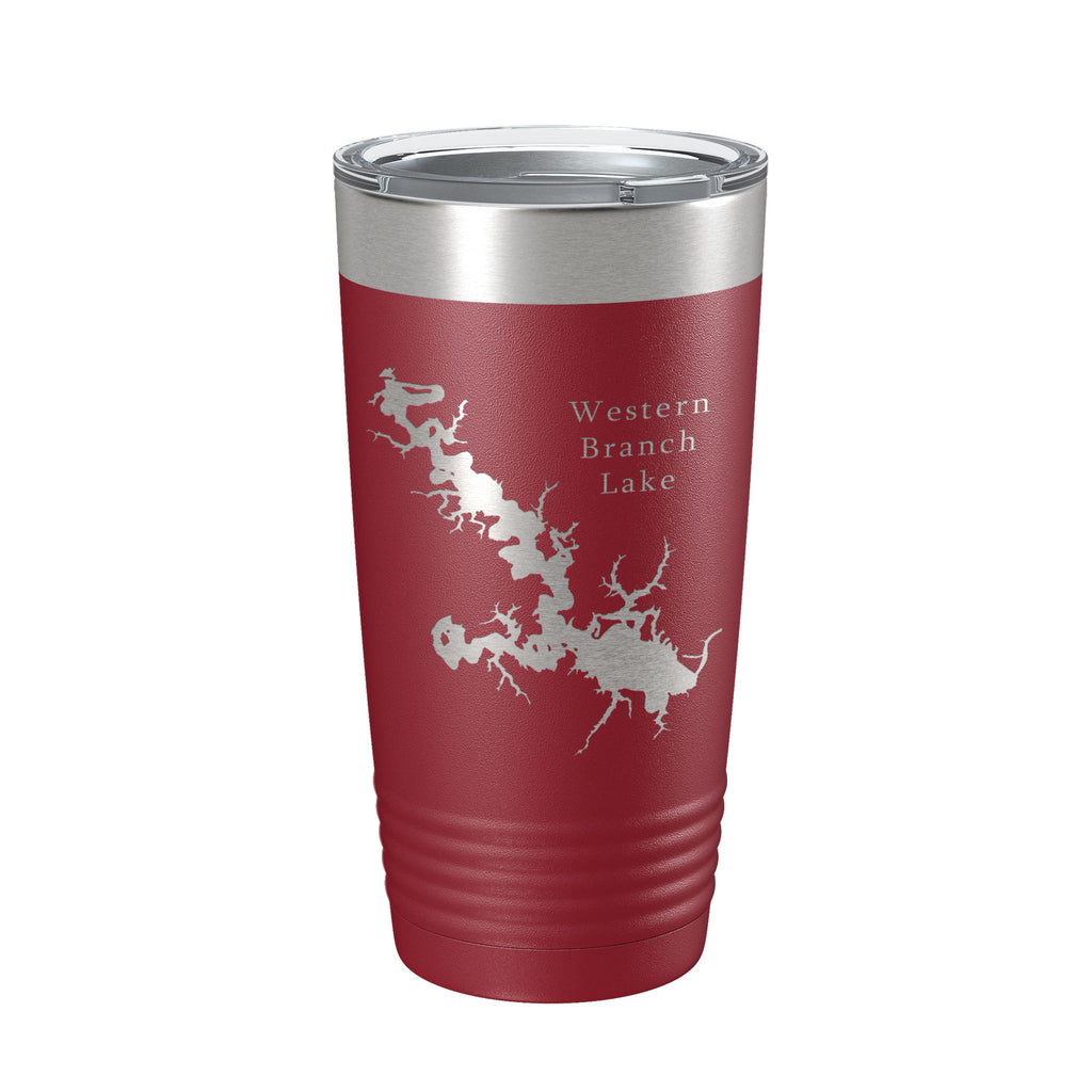 Western Branch Lake Reservoir Map Tumbler Travel Mug Insulated Laser Engraved Coffee Cup Suffolk Virginia 20 oz