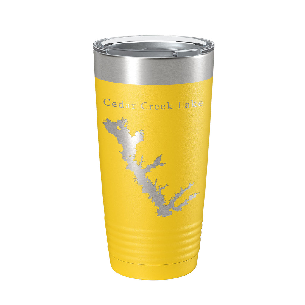 Cedar Creek Lake Reservoir Map Tumbler Travel Mug Insulated Laser Engraved Coffee Cup Texas 20 oz