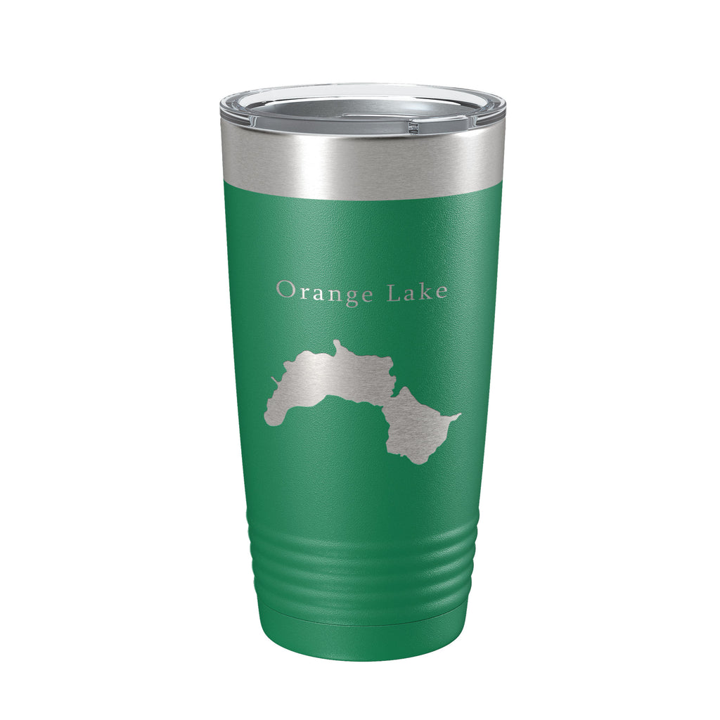 Orange Lake Map Tumbler Travel Mug Insulated Laser Engraved Coffee Cup Maine 20 oz
