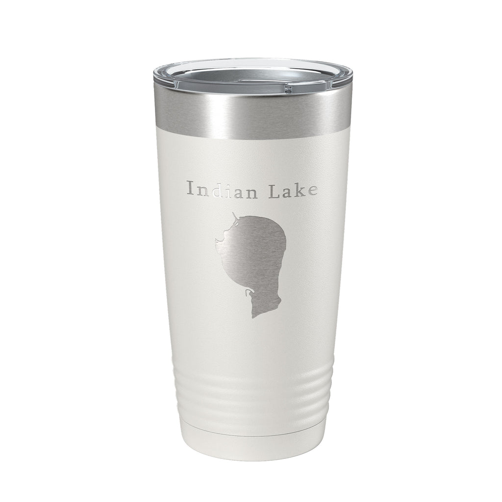 Indian Lake Map Tumbler Travel Mug Insulated Laser Engraved Coffee Cup Silver Creek Township Michigan 20 oz