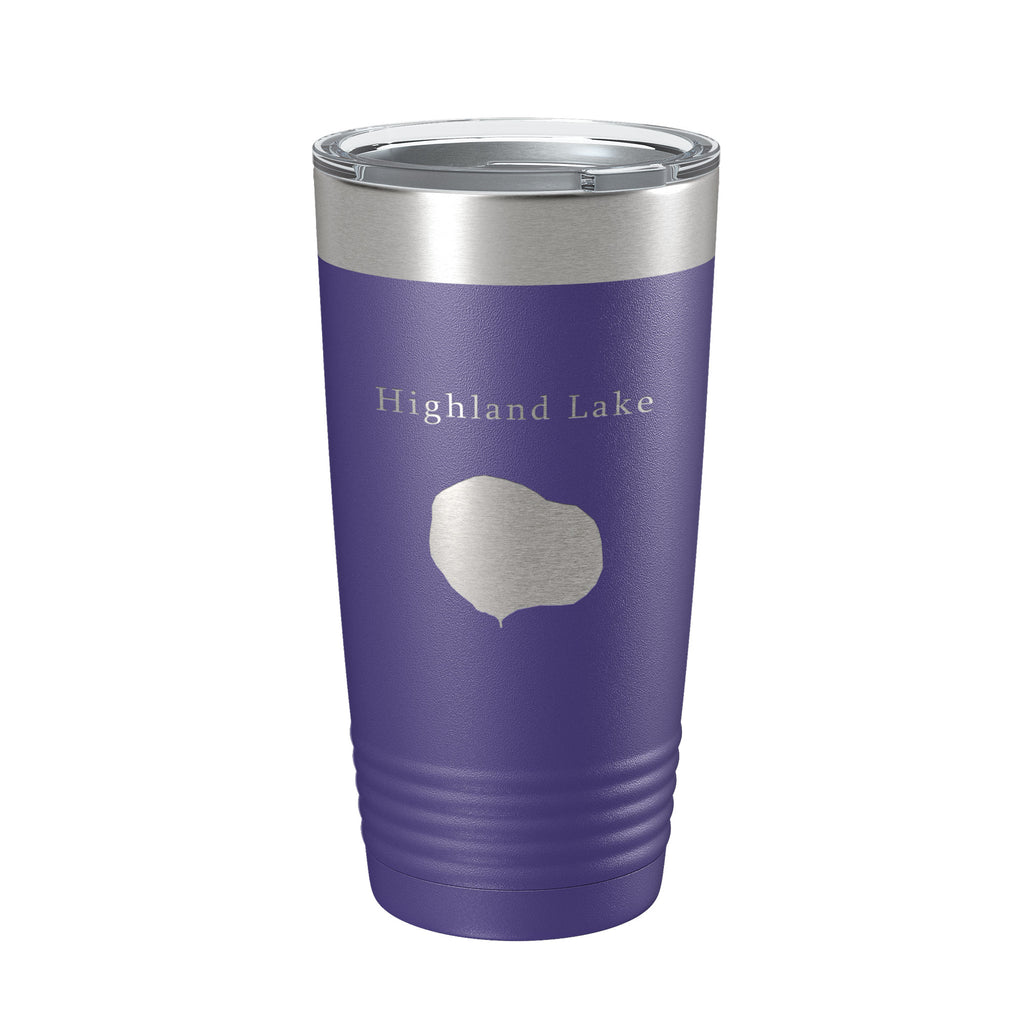 Highland Lake Map Tumbler Travel Mug Insulated Laser Engraved Coffee Cup Illinois 20 oz