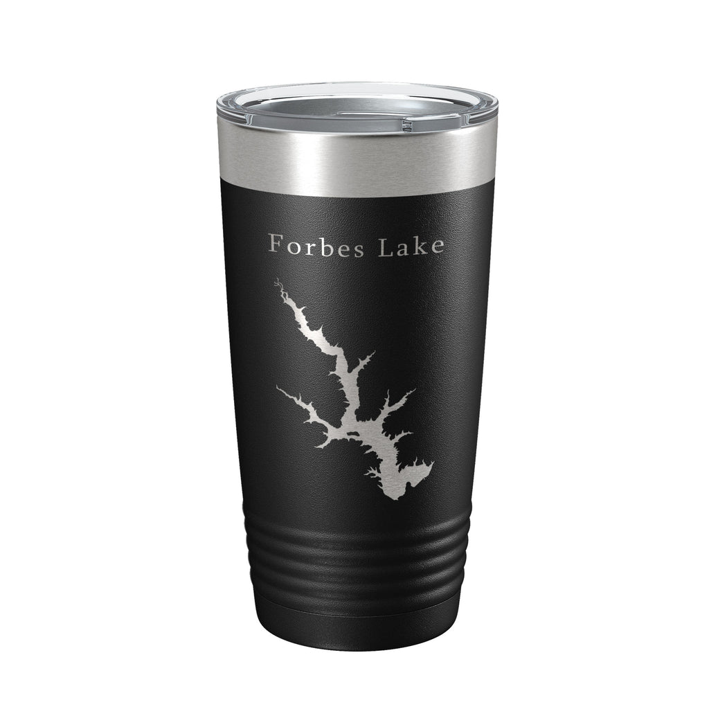 Forbes Lake Map Tumbler Travel Mug Insulated Laser Engraved Coffee Cup Illinois 20 oz