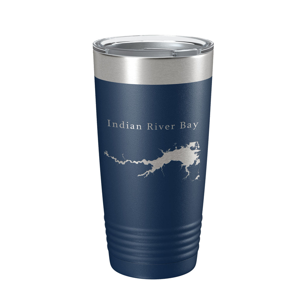 Indian River Bay Tumbler Lake Map Travel Mug Insulated Laser Engraved Coffee Cup Delaware 20 oz