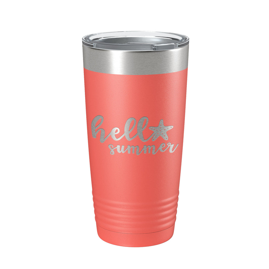 Hello Summer Tumbler Travel Mug Insulated Laser Engraved Coffee Cup 20 oz