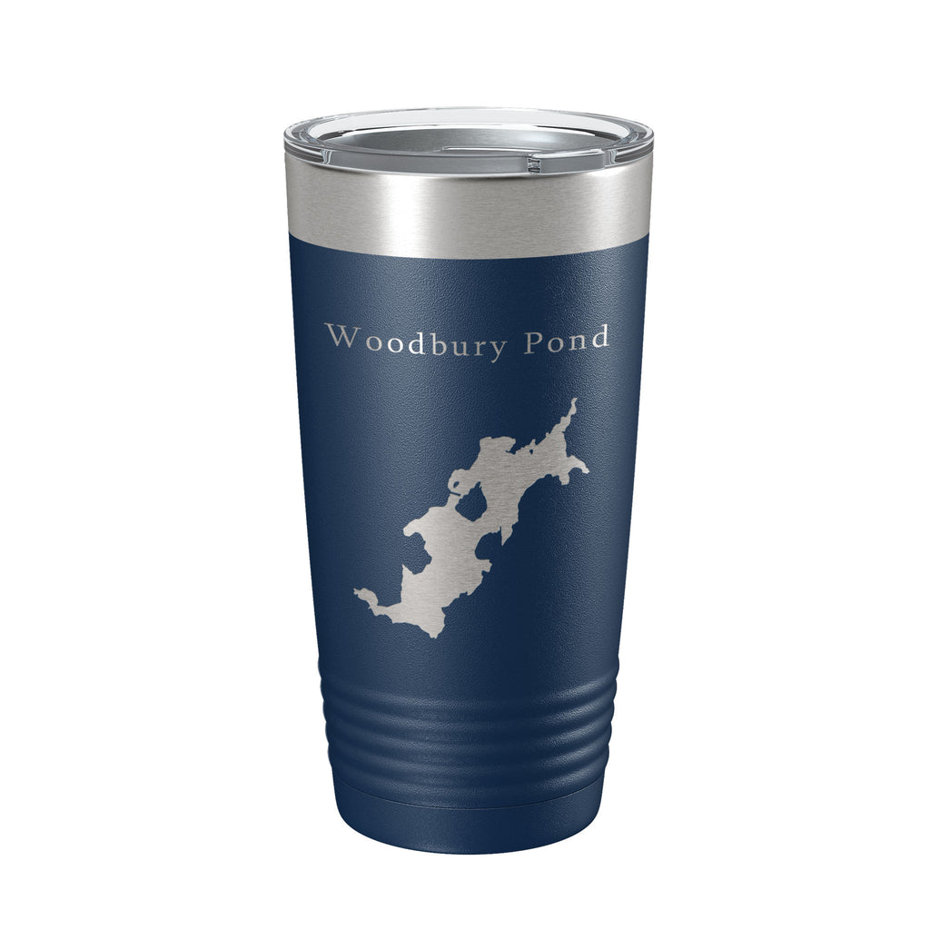 Woodbury Pond Tumbler Lake Map Travel Mug Insulated Laser Engraved Coffee Cup Maine 20 oz