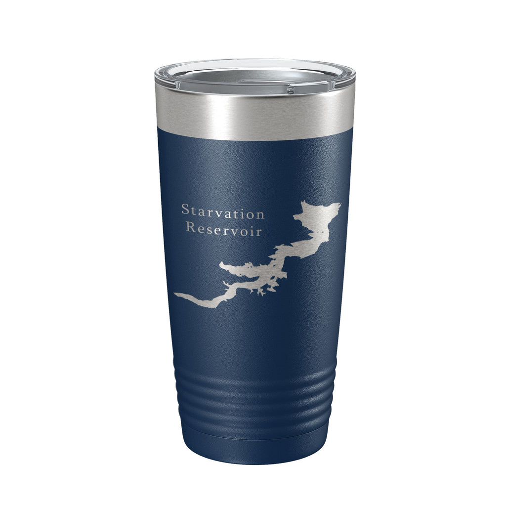 Starvation Reservoir Tumbler Lake Map Travel Mug Insulated Laser Engraved Coffee Cup Utah 20 oz