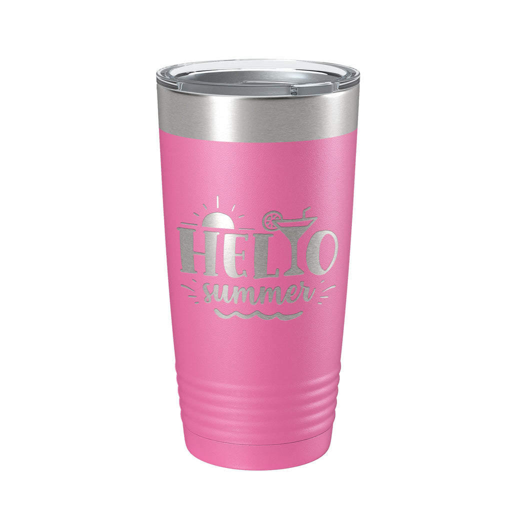 Hello Summer Tumbler Travel Mug Insulated Laser Engraved Coffee Cup 20 oz