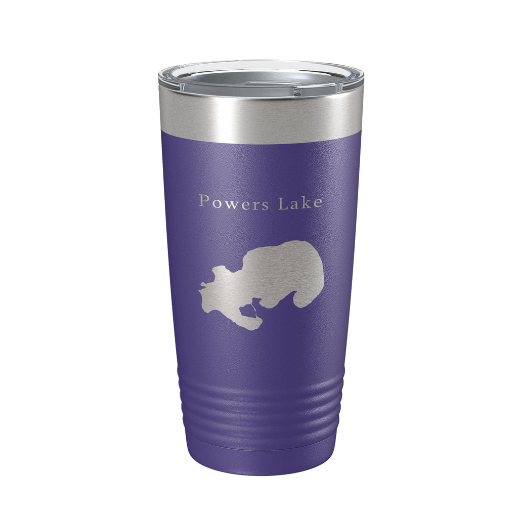 Powers Lake Map Tumbler Travel Mug Insulated Laser Engraved Coffee Cup Wisconsin 20 oz