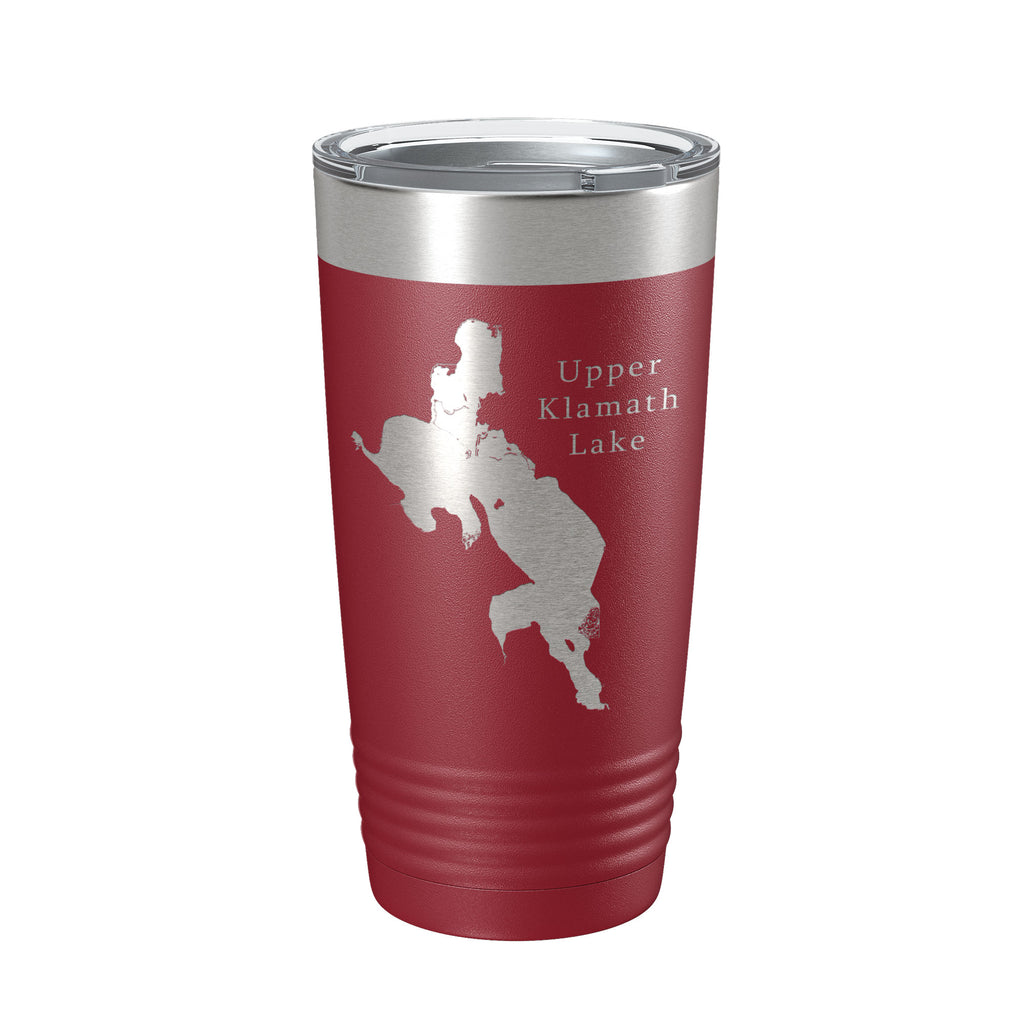 Upper Klamath Lake Map Tumbler Travel Mug Insulated Laser Engraved Coffee Cup Oregon 20 oz