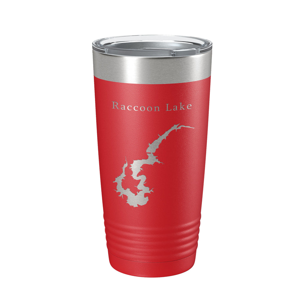 Raccoon Lake Map Tumbler Travel Mug Insulated Laser Engraved Coffee Cup Indiana 20 oz