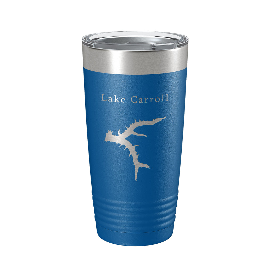 Lake Carroll Map Tumbler Travel Mug Insulated Laser Engraved Coffee Cup Illinois 20 oz