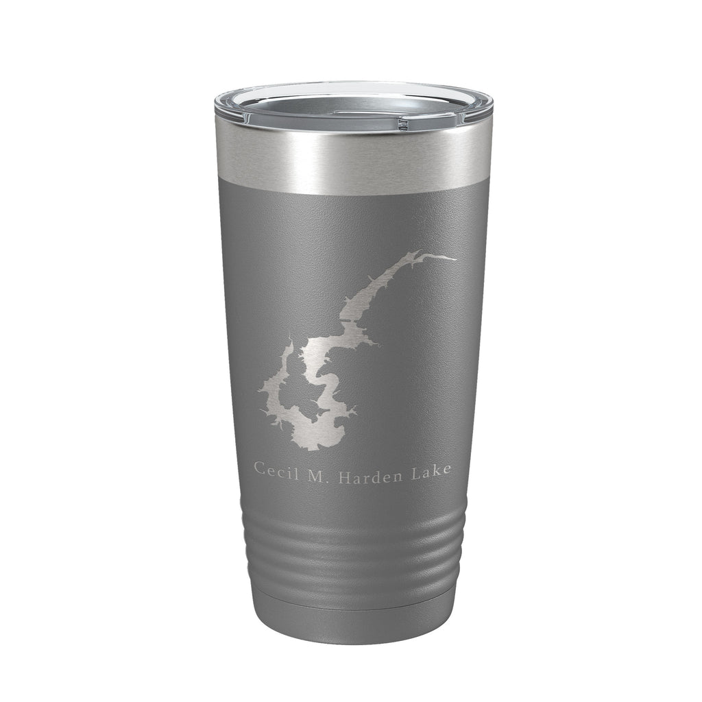 Cecil M. Harden Lake Map Tumbler Travel Mug Insulated Laser Engraved Coffee Cup Indiana 20 oz