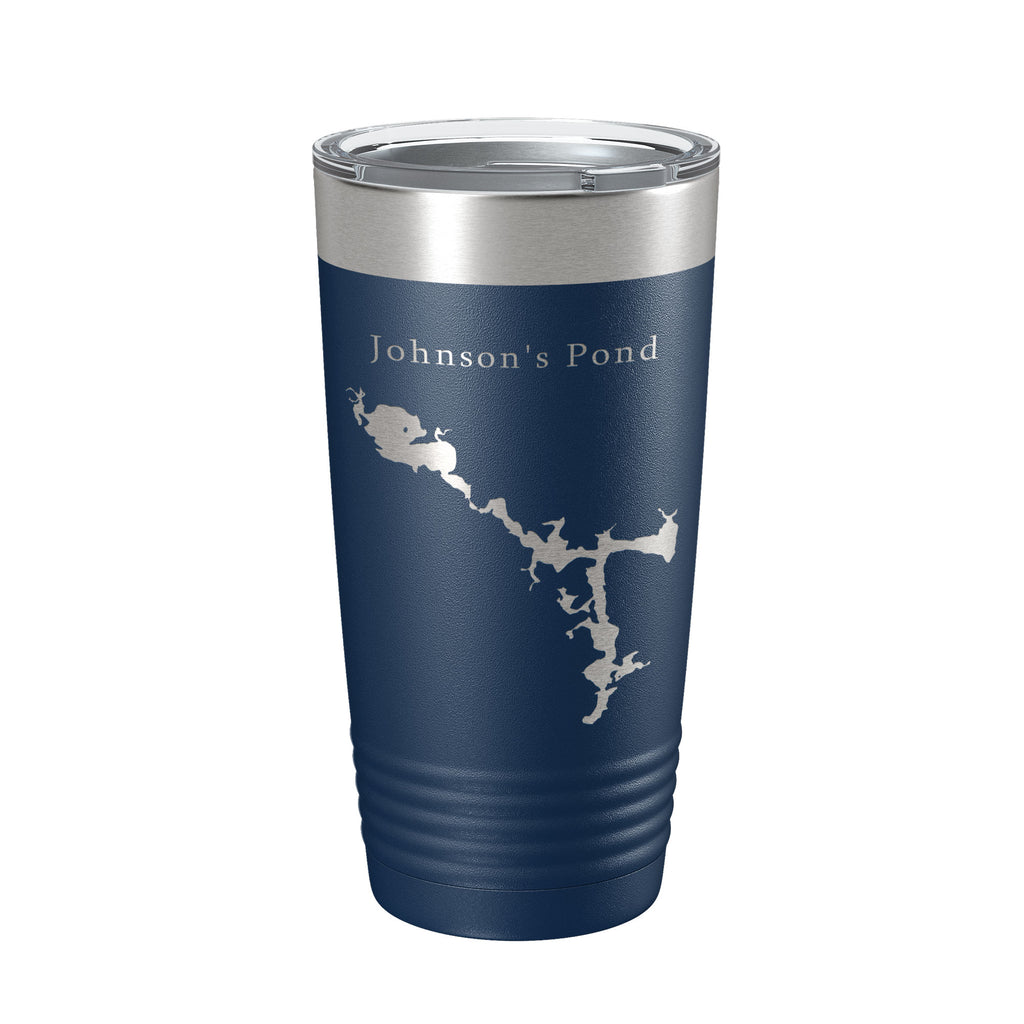 Johnson's Pond Tumbler Lake Map Travel Mug Insulated Laser Engraved Coffee Cup Rhode Island 20 oz