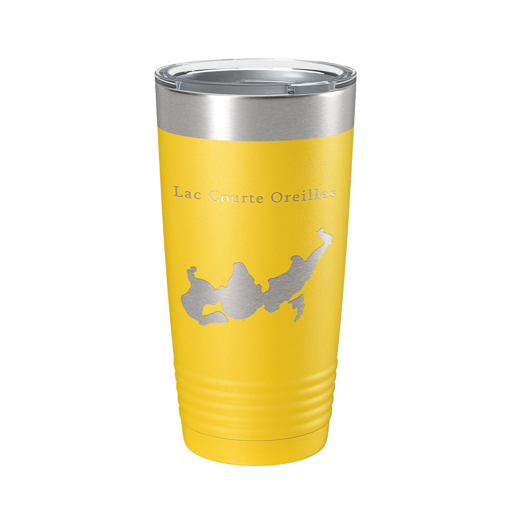 Lac Courte Oreilles Tumbler Lake Map Travel Mug Insulated Laser Engraved Coffee Cup Wisconsin 20 oz