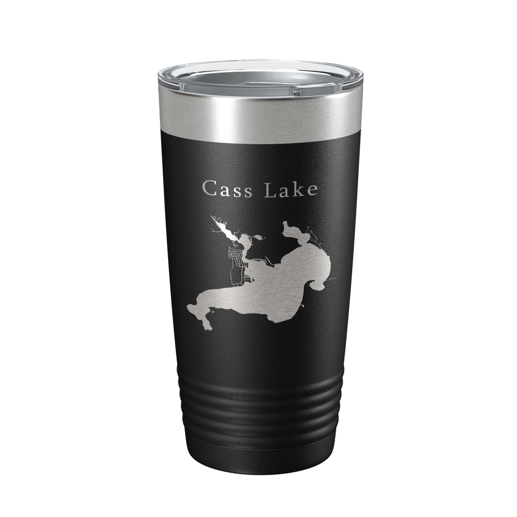 Cass Lake Map Tumbler Travel Mug Insulated Laser Engraved Coffee Cup Michigan 20 oz
