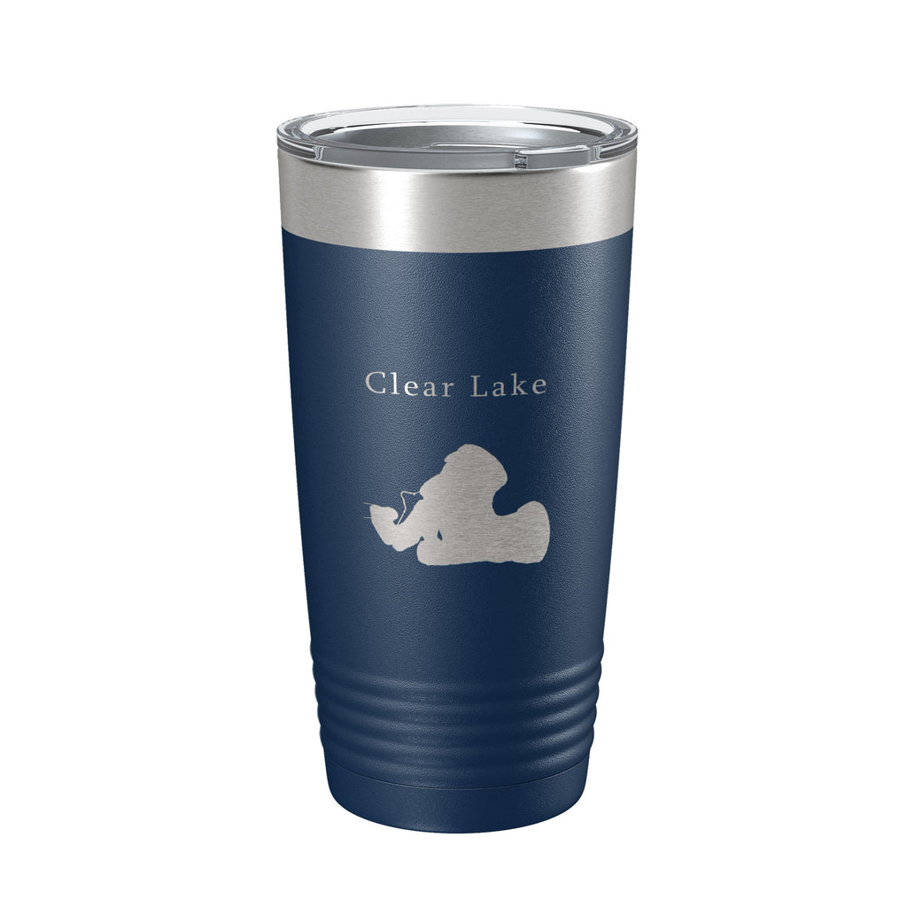 Clear Lake Map Tumbler Travel Mug Insulated Laser Engraved Coffee Cup Indiana 20 oz