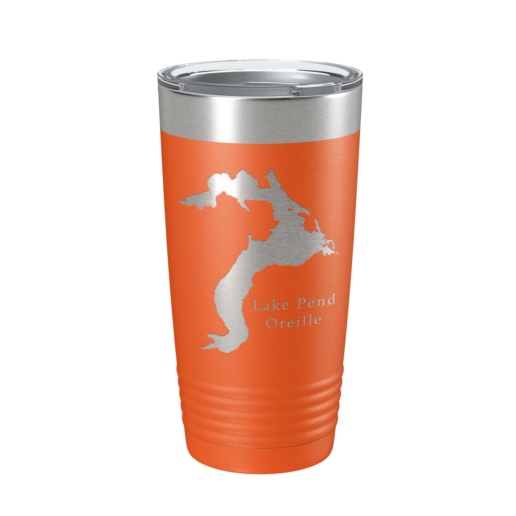 Lake Pend Oreille Map Tumbler Travel Mug Insulated Laser Engraved Coffee Cup Idaho 20 oz