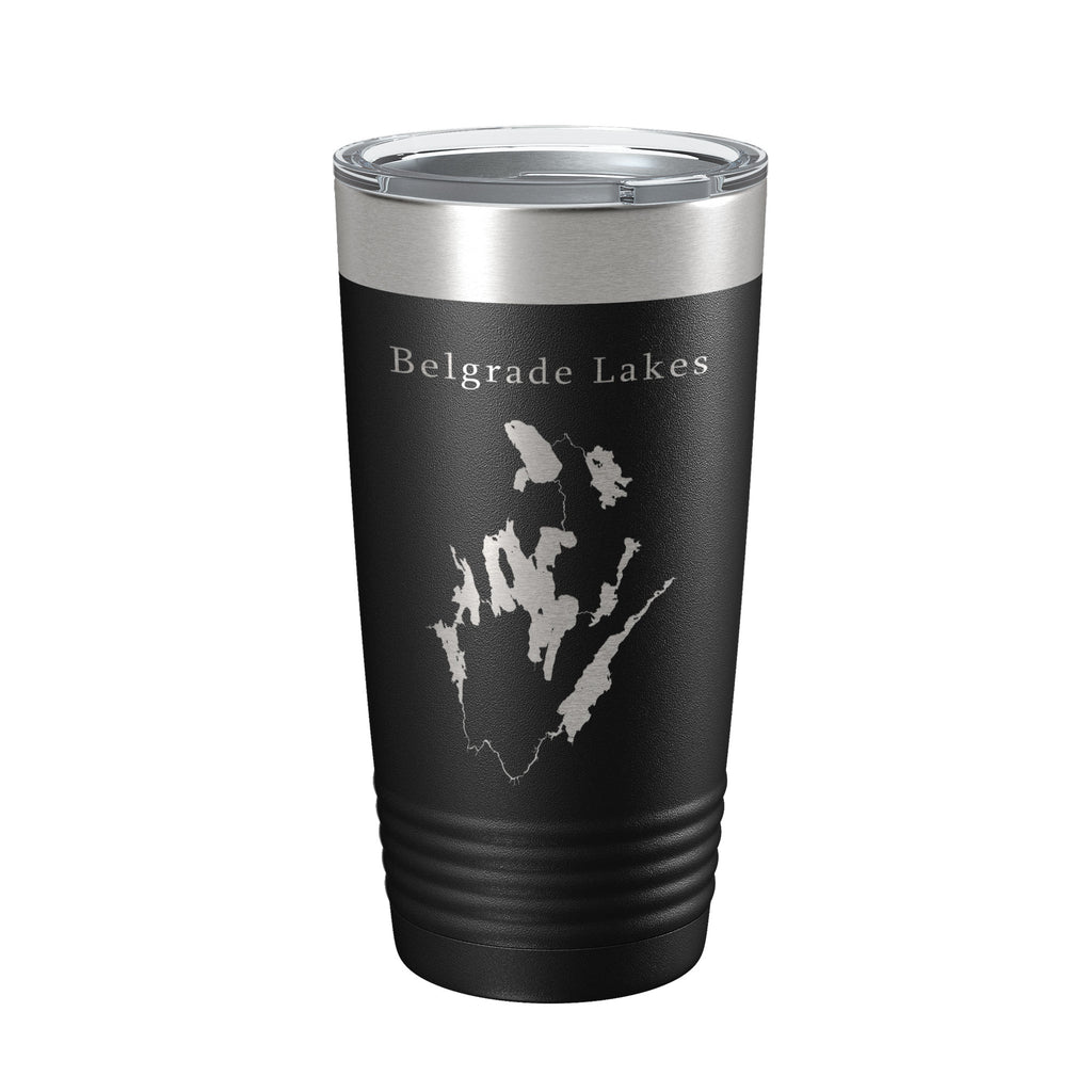 Belgrade Lakes Map Tumbler Travel Mug Insulated Laser Engraved Coffee Cup Maine 20 oz