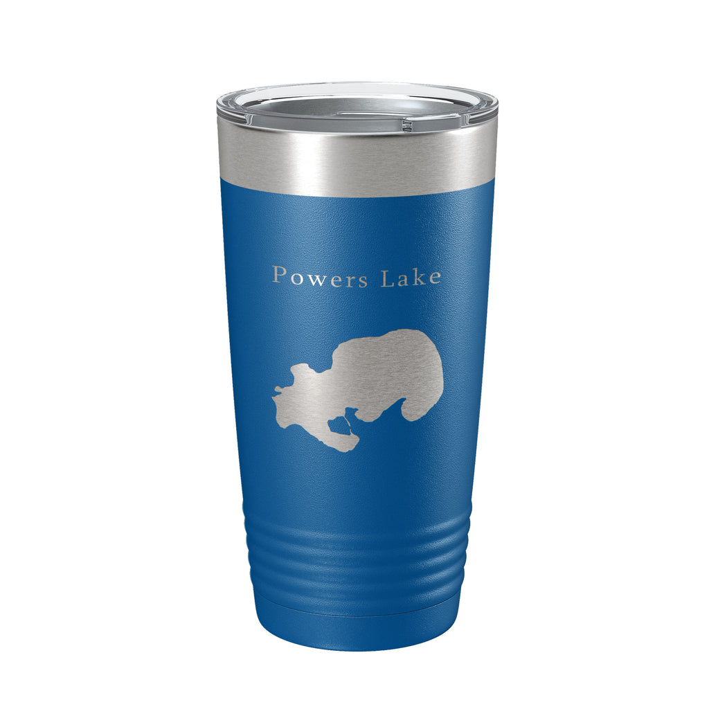 Powers Lake Map Tumbler Travel Mug Insulated Laser Engraved Coffee Cup Wisconsin 20 oz