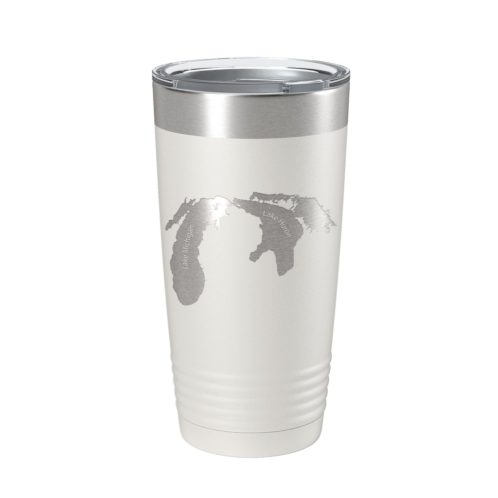 Lake Michigan-Huron Map Tumbler Travel Mug Insulated Laser Engraved Coffee Cup Illinois Wisconsin Indiana Michigan Ontario 20oz