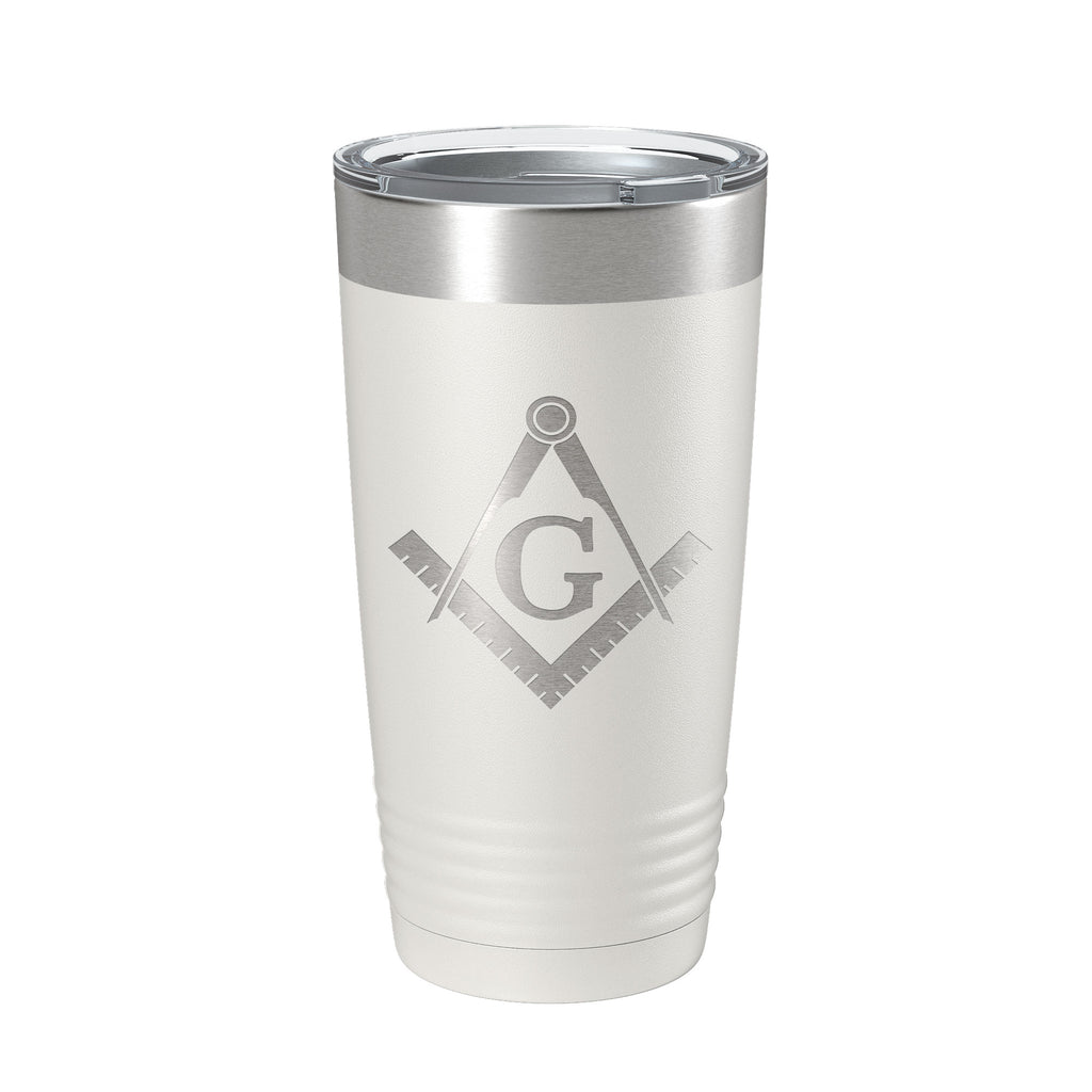 Freemason Tumbler Symbol Travel Mug Gift Insulated Laser Engraved Coffee Cup Compass Square 20 oz