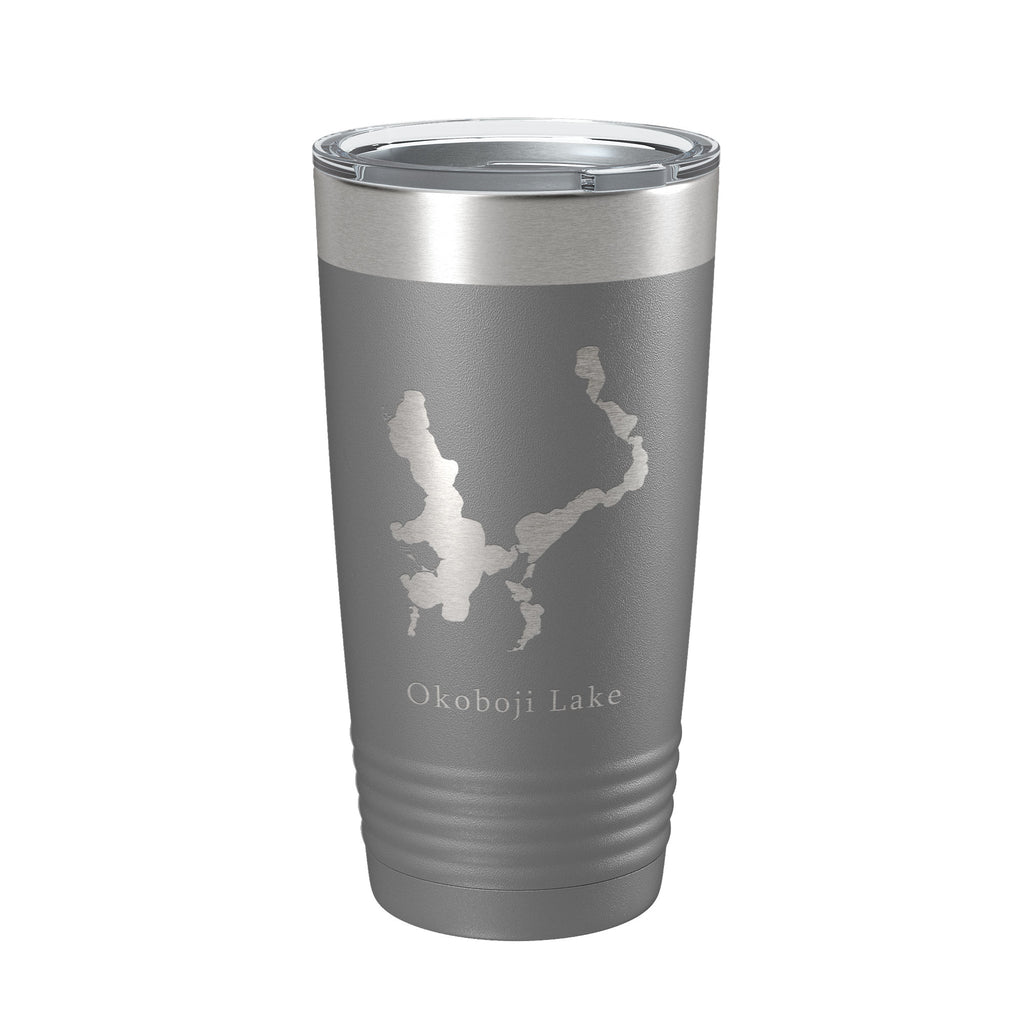 Okoboji Lake Map Tumbler Travel Mug Insulated Laser Engraved Coffee Cup Iowa 20 oz
