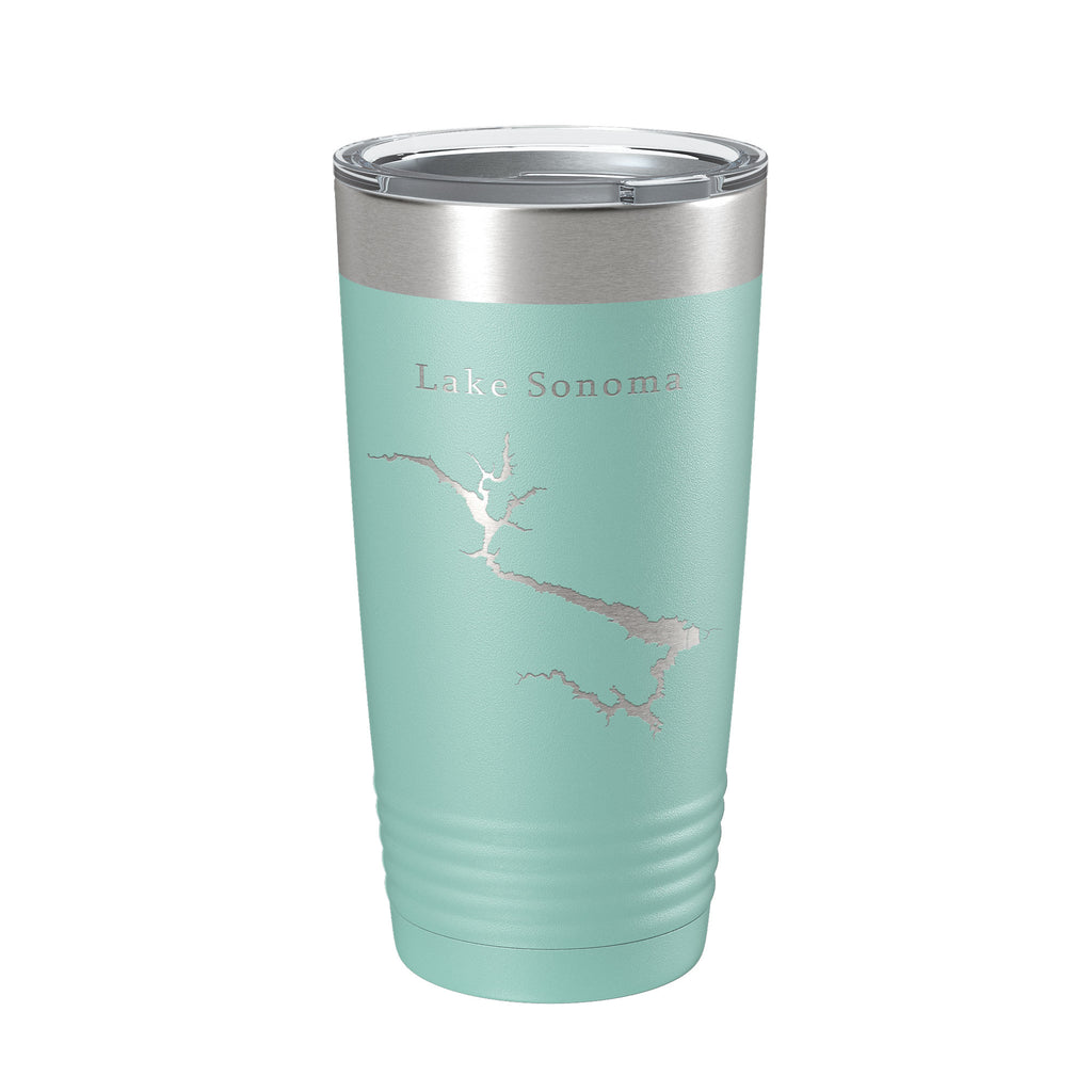 Lake Sonoma Map Tumbler Travel Mug Insulated Laser Engraved Coffee Cup California 20 oz