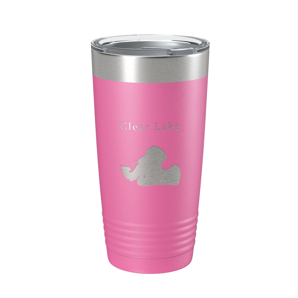 Clear Lake Map Tumbler Travel Mug Insulated Laser Engraved Coffee Cup Indiana 20 oz