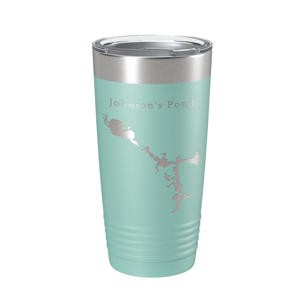 Johnson's Pond Tumbler Lake Map Travel Mug Insulated Laser Engraved Coffee Cup Rhode Island 20 oz