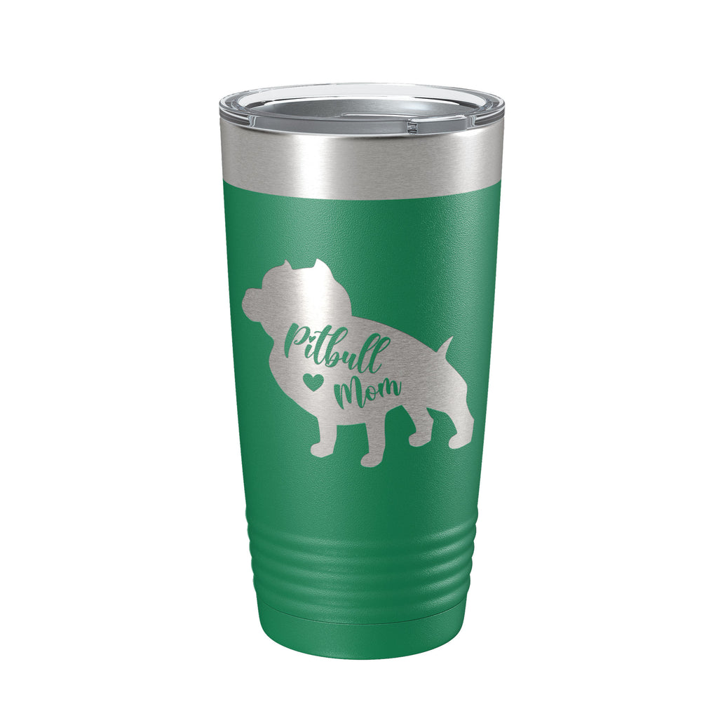 Pitbull Mom Tumbler Dog Travel Mug Gift Insulated Laser Engraved Coffee Cup Pit Bull 20 oz
