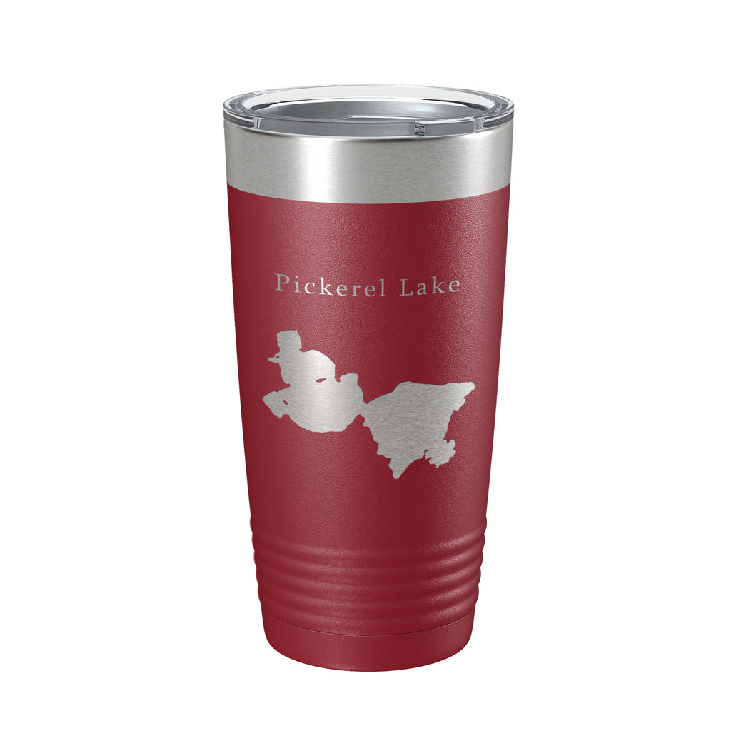 Pickerel Lake Map Tumbler Travel Mug Insulated Laser Engraved Coffee Cup Wisconsin 20 oz