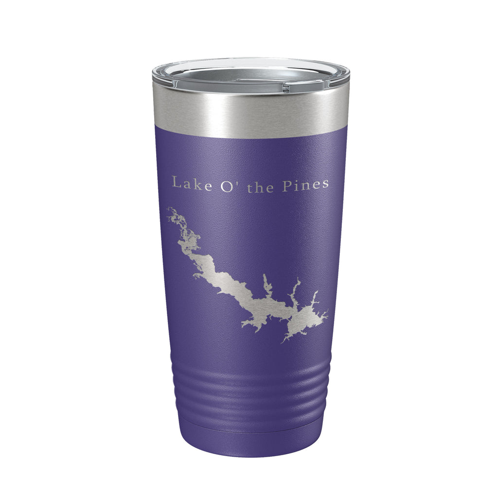 Lake O' the Pines Map Tumbler Travel Mug Insulated Laser Engraved Coffee Cup Texas 20 oz
