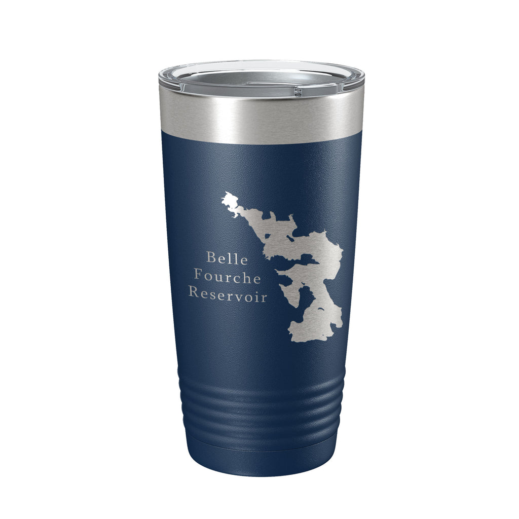 Belle Fourche Reservoir Tumbler Lake Map Travel Mug Insulated Laser Engraved Coffee Cup South Dakota 20 oz