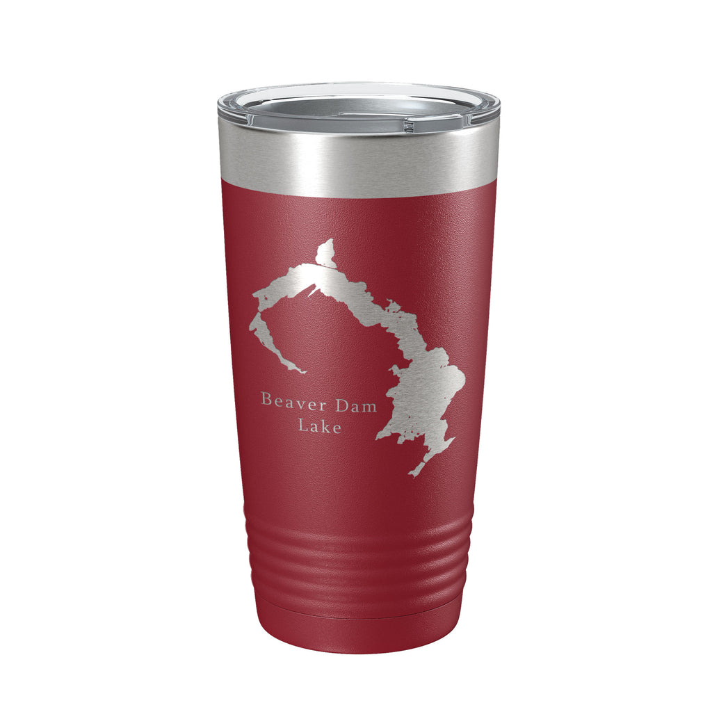 Beaver Dam Lake Map Tumbler Travel Mug Insulated Laser Engraved Coffee Cup Wisconsin 20 oz