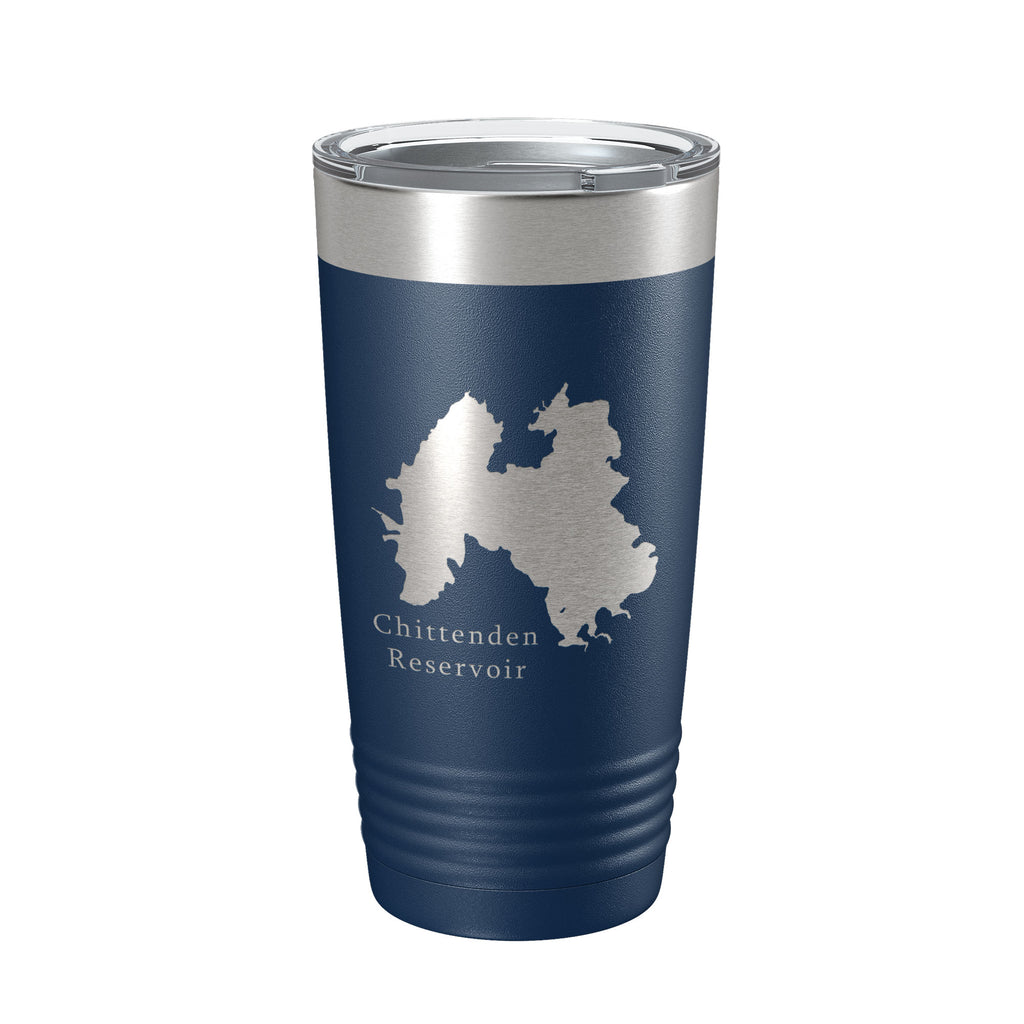Chittenden Reservoir Tumbler Lake Map Travel Mug Insulated Laser Engraved Coffee Cup Vermont 20 oz