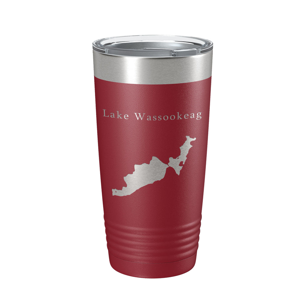 Lake Wassookeag Map Tumbler Travel Mug Insulated Laser Engraved Coffee Cup Maine 20 oz
