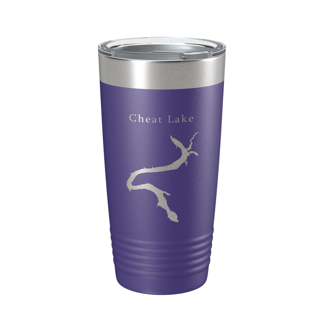 Cheat Lake Map Tumbler Travel Mug Insulated Laser Engraved Coffee Cup Morgantown West Virginia 20 oz