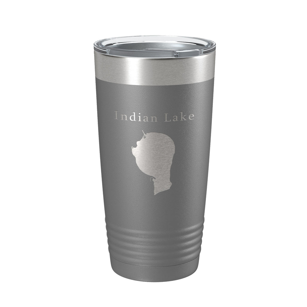 Indian Lake Map Tumbler Travel Mug Insulated Laser Engraved Coffee Cup Silver Creek Township Michigan 20 oz