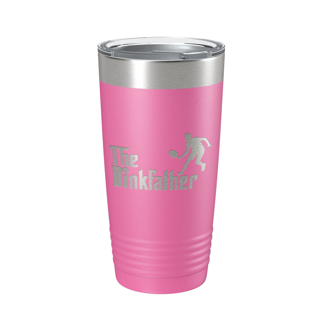 The Dinkfather Tumbler Funny Pickleball Travel Mug Insulated Laser Engraved Coffee Cup Pickle Ball Gift 20 oz