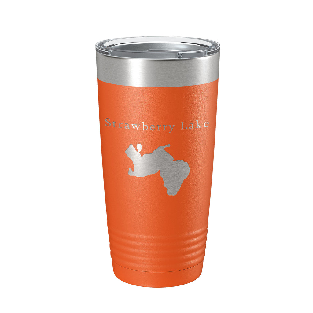 Strawberry Lake Map Tumbler Travel Mug Insulated Laser Engraved Coffee Cup Huron River Chain of Lakes Michigan 20 oz