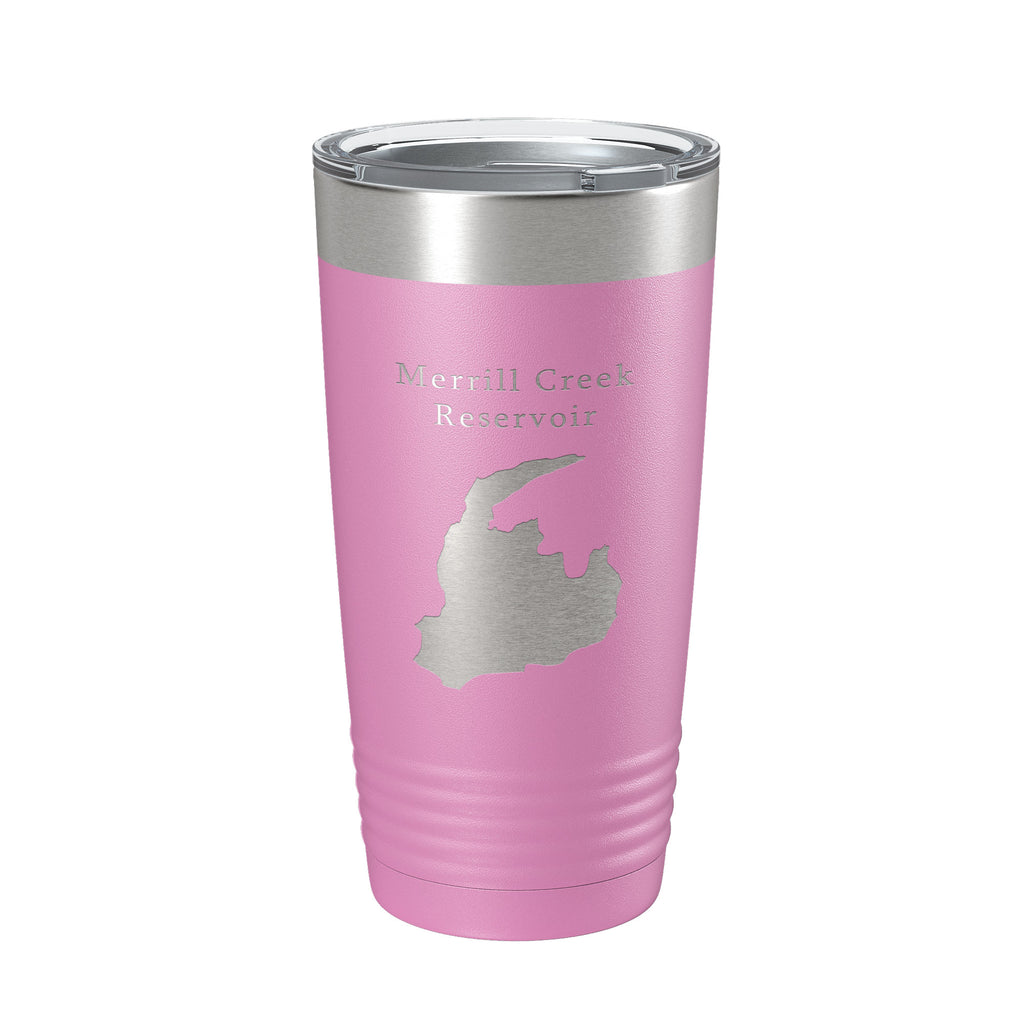 Merrill Creek Reservoir Tumbler Lake Map Travel Mug Insulated Laser Engraved Coffee Cup New Jersey 20 oz
