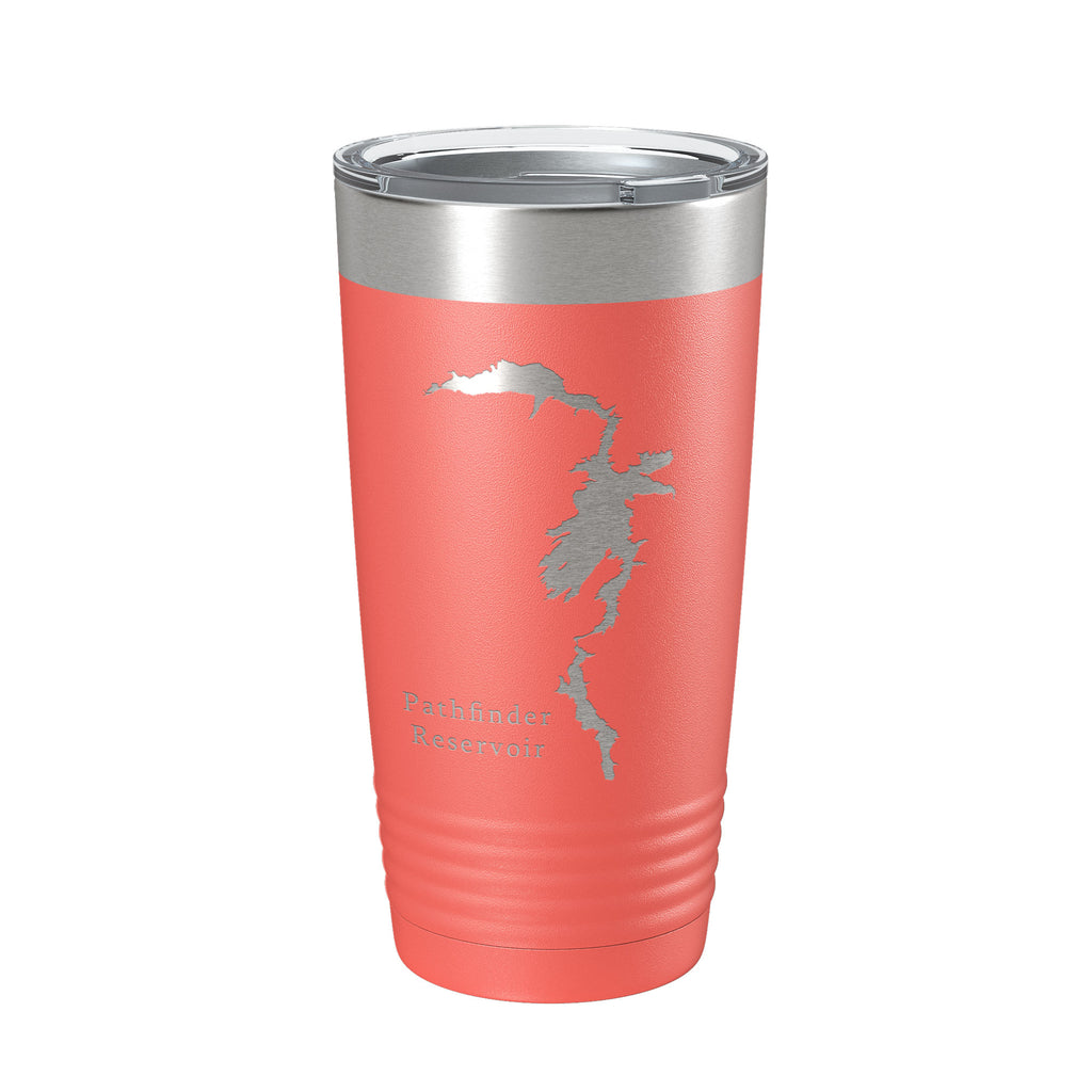Pathfinder Reservoir Tumbler Lake Map Travel Mug Insulated Laser Engraved Coffee Cup Wyoming 20 oz