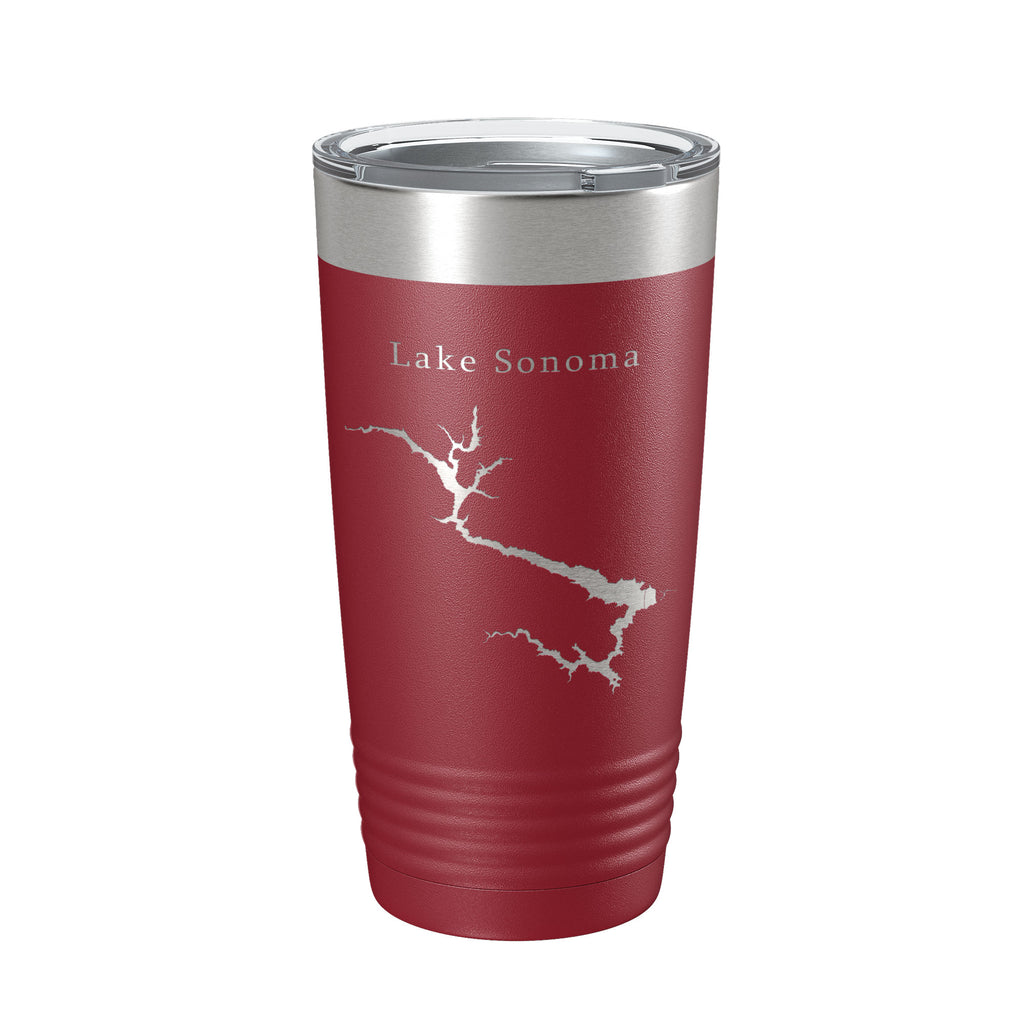 Lake Sonoma Map Tumbler Travel Mug Insulated Laser Engraved Coffee Cup California 20 oz