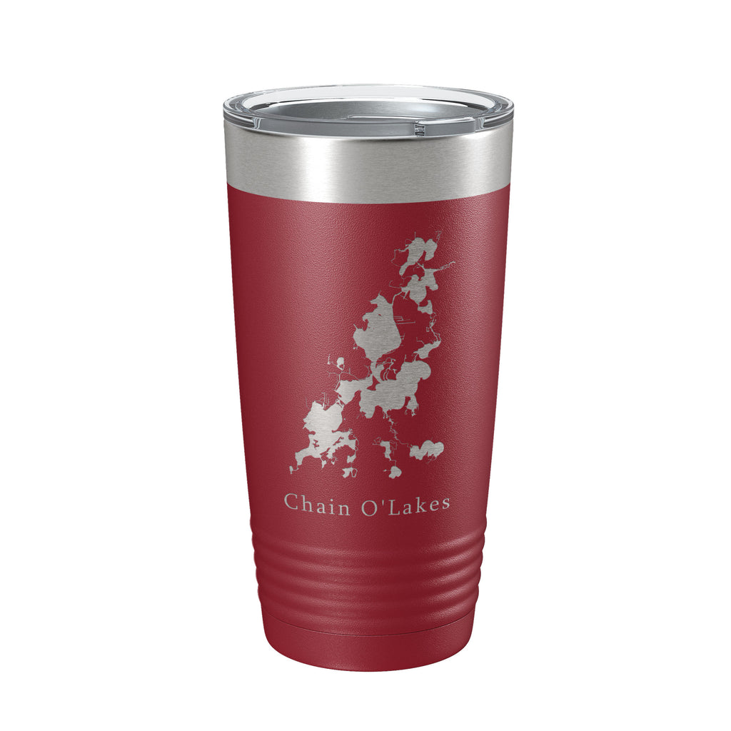 Fox River Chain O'Lakes Map Tumbler Travel Mug Insulated Laser Engraved Coffee Cup Illinois 20 oz